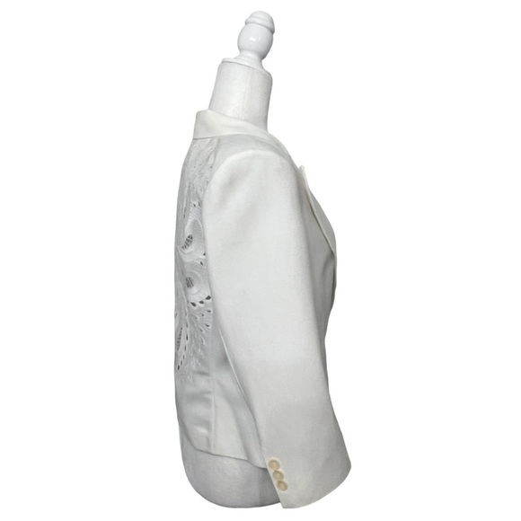 BCBGMaxAzria Natalia Off White Cropped Lace Back Jacket - Size Large - Picture 3 of 14